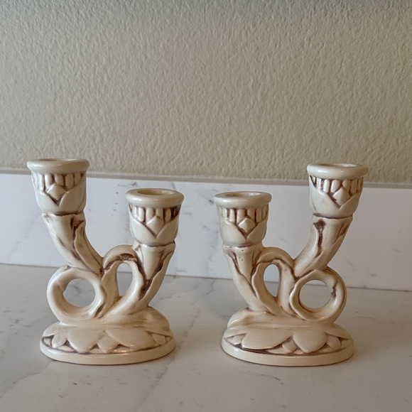 Vintage Red Wing Pottery Candlesticks Pair 397 - Picture 1 of 6